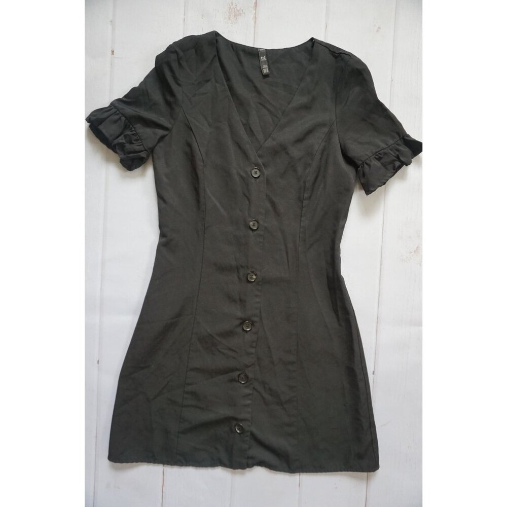 Zara TRF Black Button Front Mini Dress Short Sleeve – Size XS - Picture 2 of 6